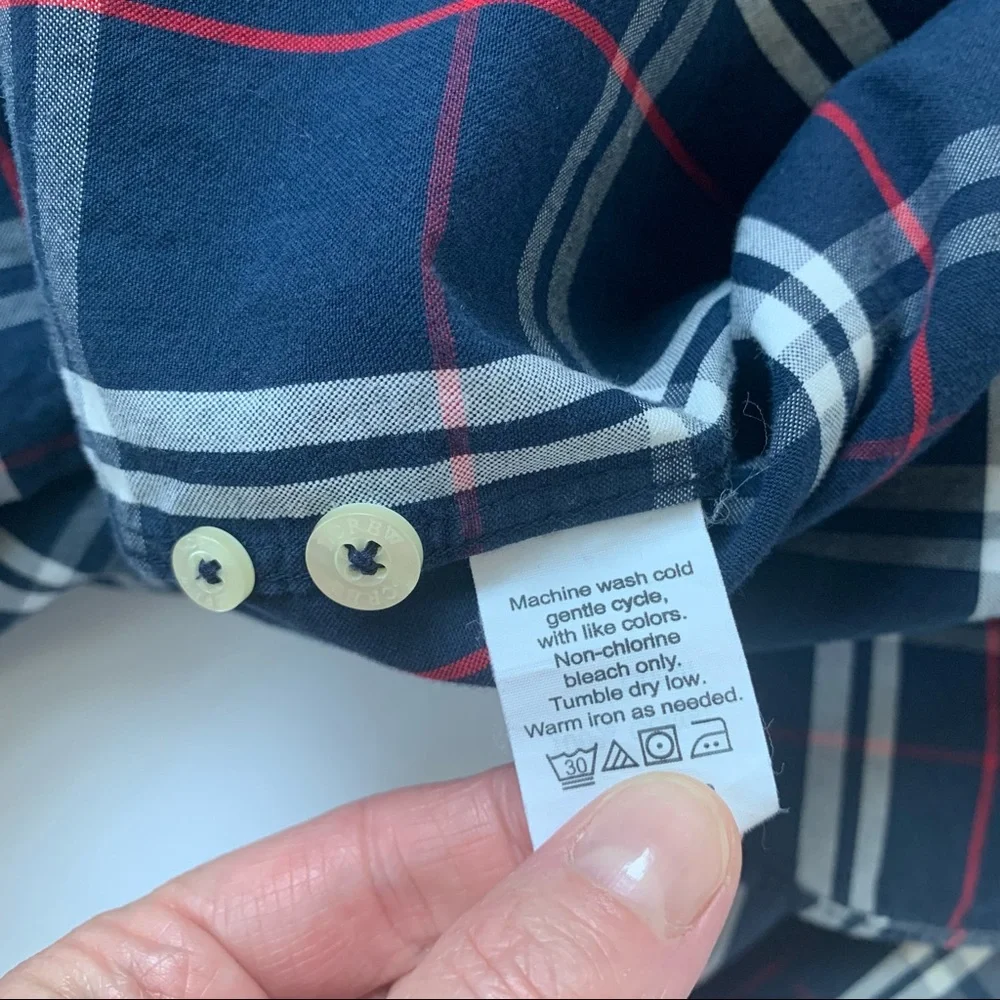 J. Crew Navy Plaid Tailored Fit Button Down Shirt Size Large